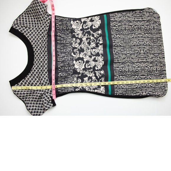 Plenty By Tracy Reese Faille Dress Francesca Mini Shift Black White Green Size 8 - Picture 6 of 7